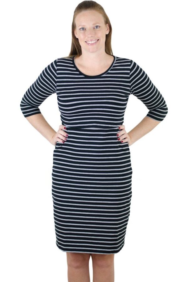 Dress 3/4th sleeve nursing striped